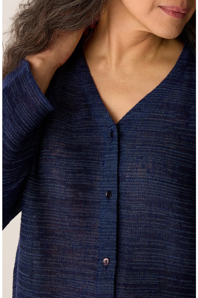 Jacquard Organic Linen Blend Button-Up Shirt, Alternate, color, INK