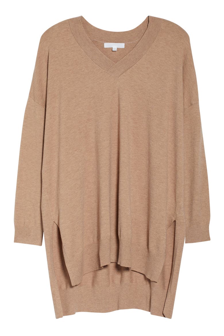 Step Hem Tunic Sweater, Alternate, color, COZY CAMEL HEATHER