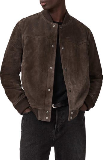 AllSaints Stafford Suede Bomber Jacket Nordstrom