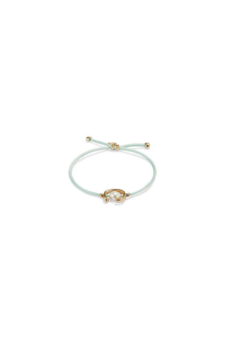 Blue Silk-Style Thread Bracelet with Pearl Detail, Main, color, Gold