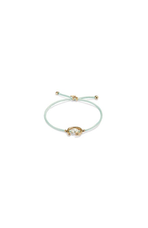 Blue Silk-Style Thread Bracelet with Pearl Detail