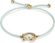 UNODE50 Blue Silk-Style Thread Bracelet with Pearl Detail