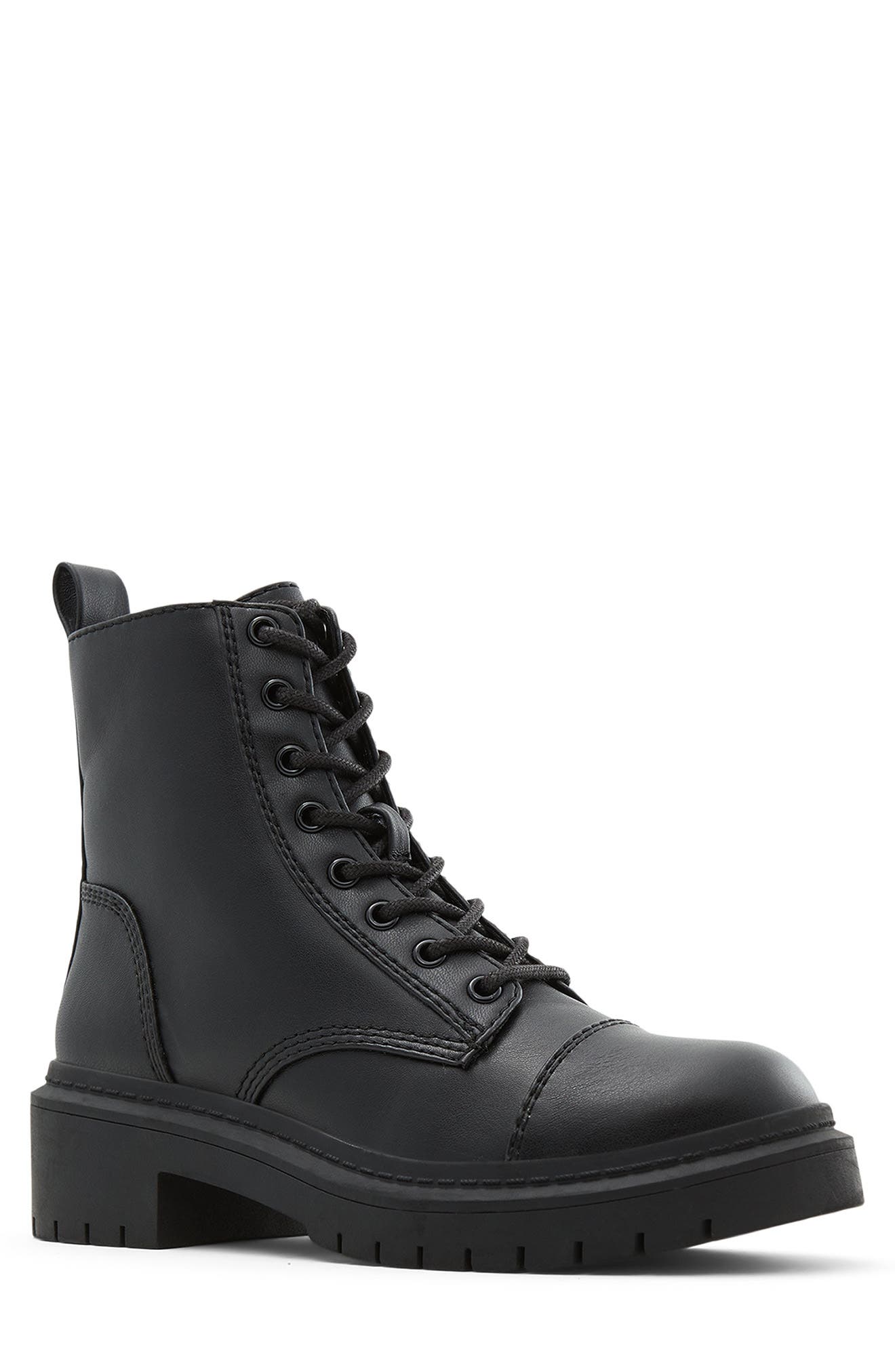 ALDO Goer Cap Toe Combat Boot, Main, color, Black
