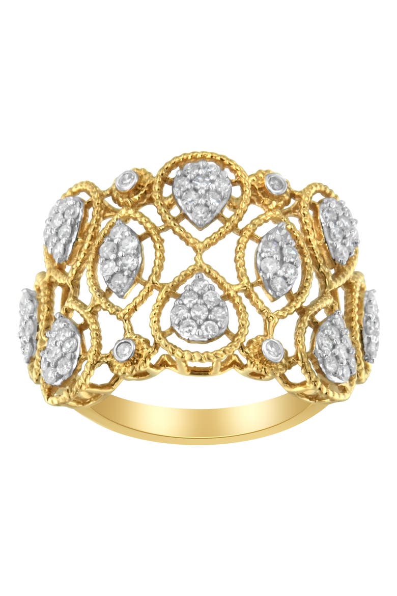 14K Yellow Gold 1/2 Cttw Diamond Art Deco Ring, Main, color, Yellow Gold