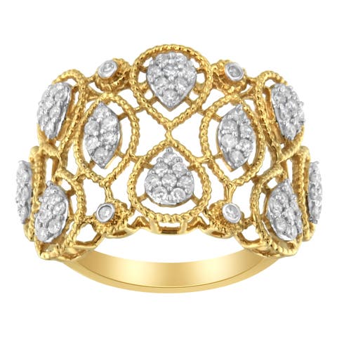 14K Yellow Gold 1/2 Cttw Diamond Art Deco Ring