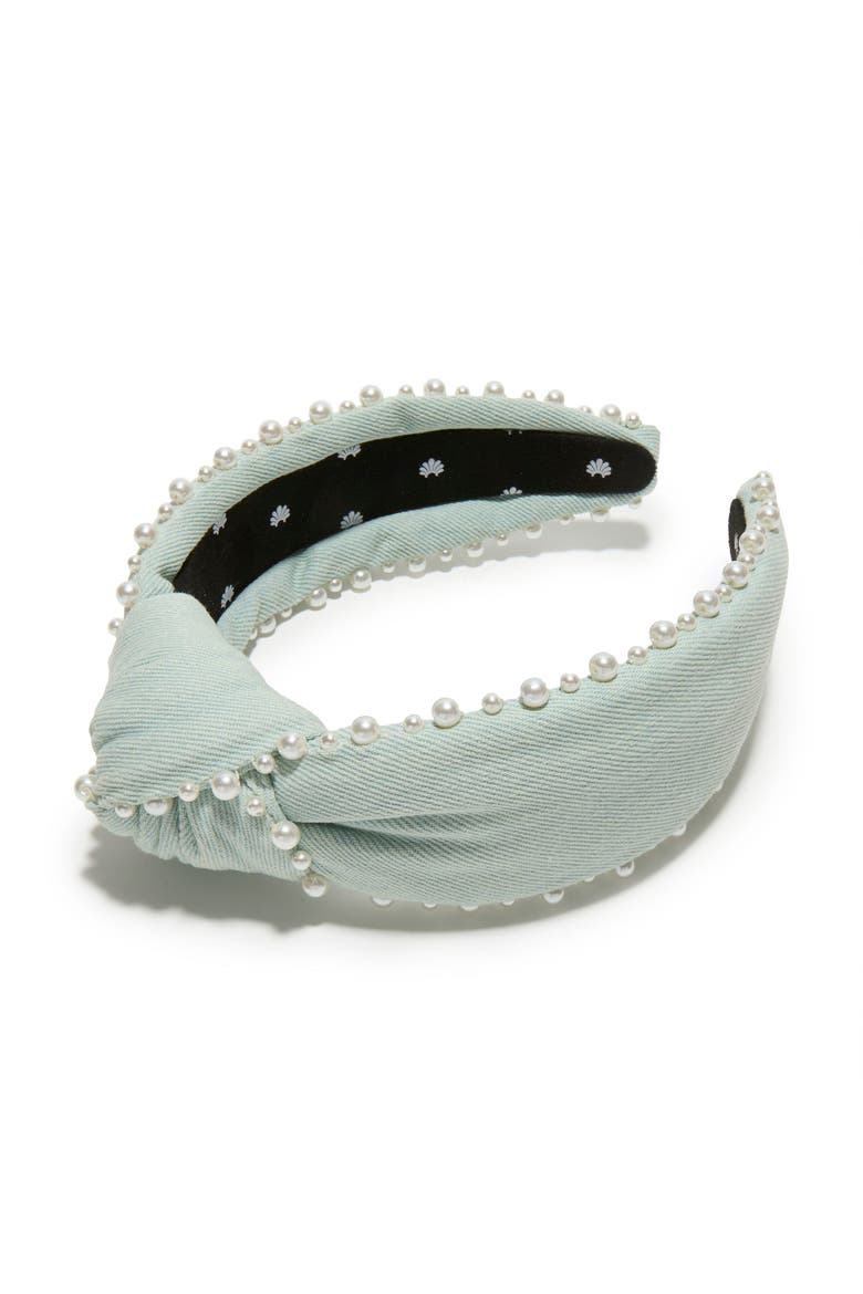 Knotted Pearl Edge Headband, Main, color, BLUE