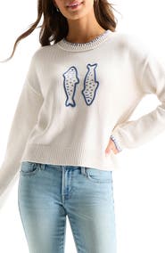 Lucky Brand Embroidered Fish Sweater