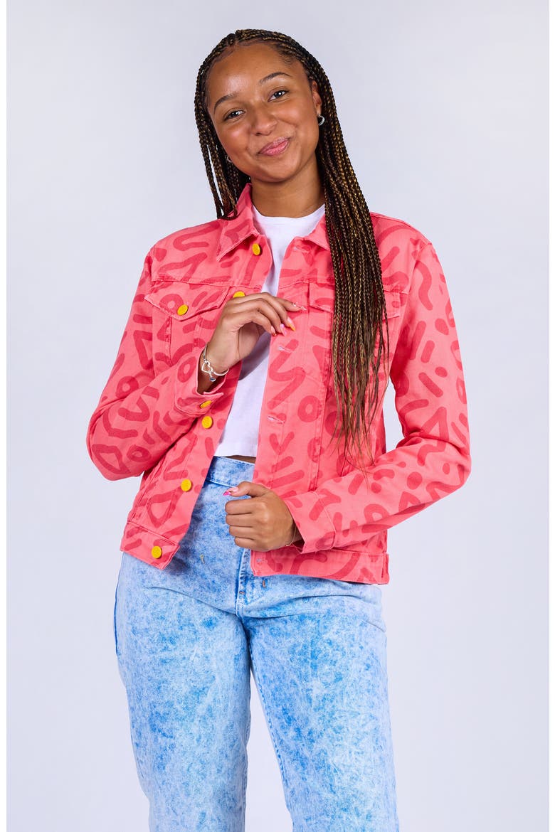 Zap Denim Jacket, Alternate, color, Watermelon
