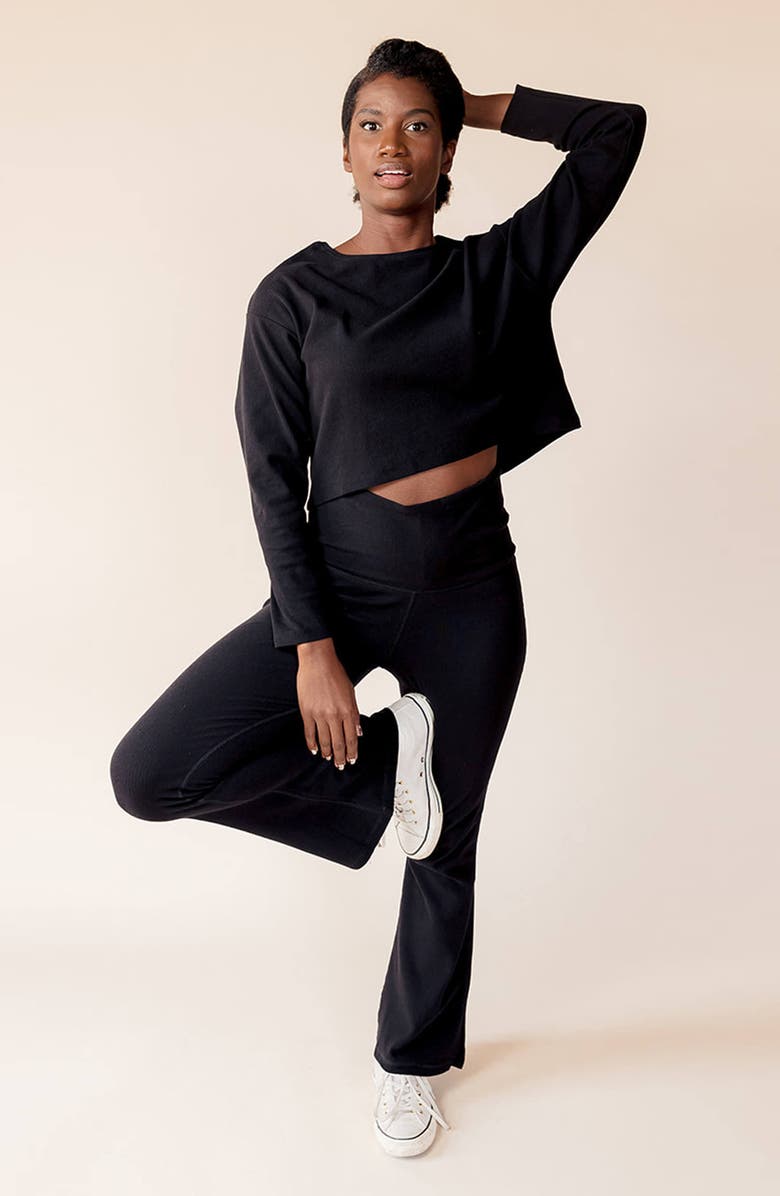 Of an Origin Organic Cotton Long Sleeve Rib Knit Crop Top & Nursing Cover, Main, color, 