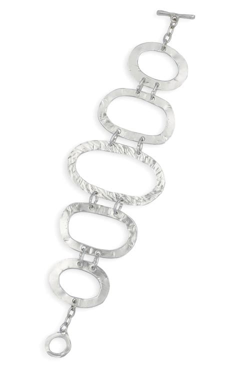 Hammered Oval Link Toggle Bracelet
