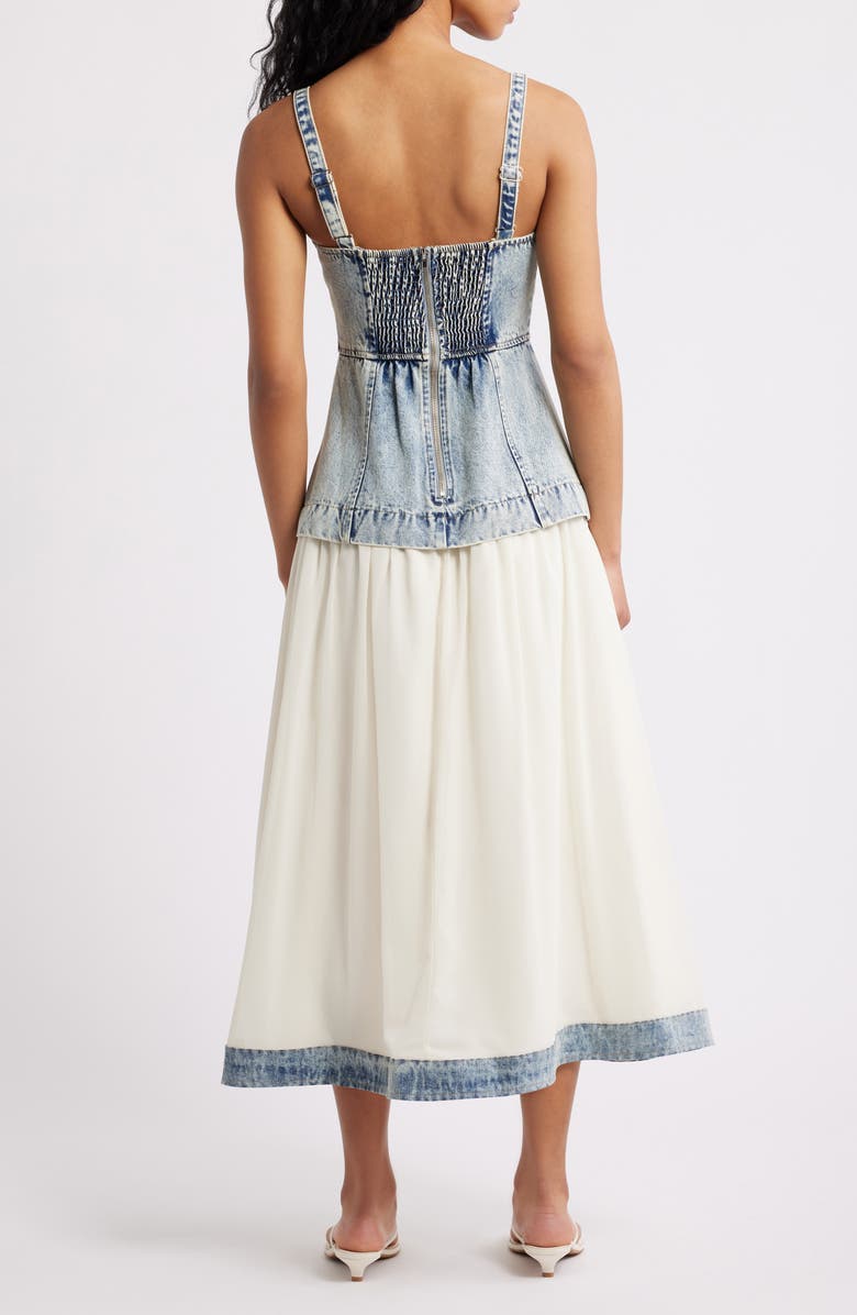 MOON RIVER Sleeveless Mixed Media Denim Dress, Alternate, color, Denim Blue