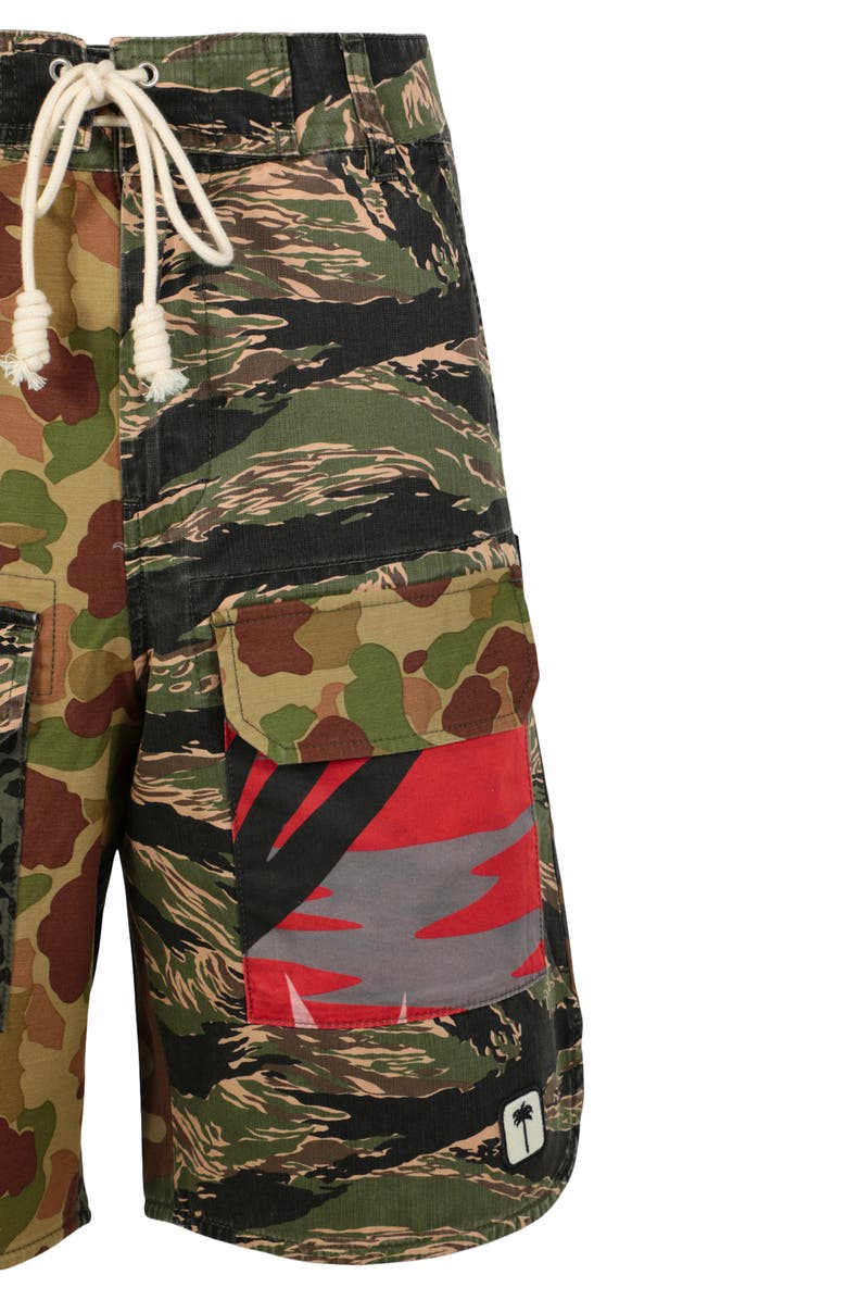 Palm Angels Mixed Print Cotton Shorts, Alternate, color,