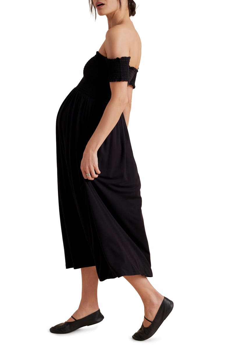 A PEA IN THE POD Off the Shoulder Maternity Midi Dress, Alternate, color, 