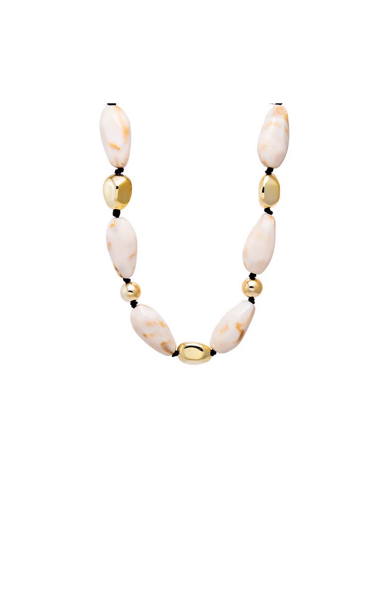 BY ADINA EDEN White Bead and Gold Accent Necklace, Main, color, White