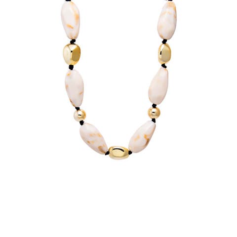 White Bead and Gold Accent Necklace