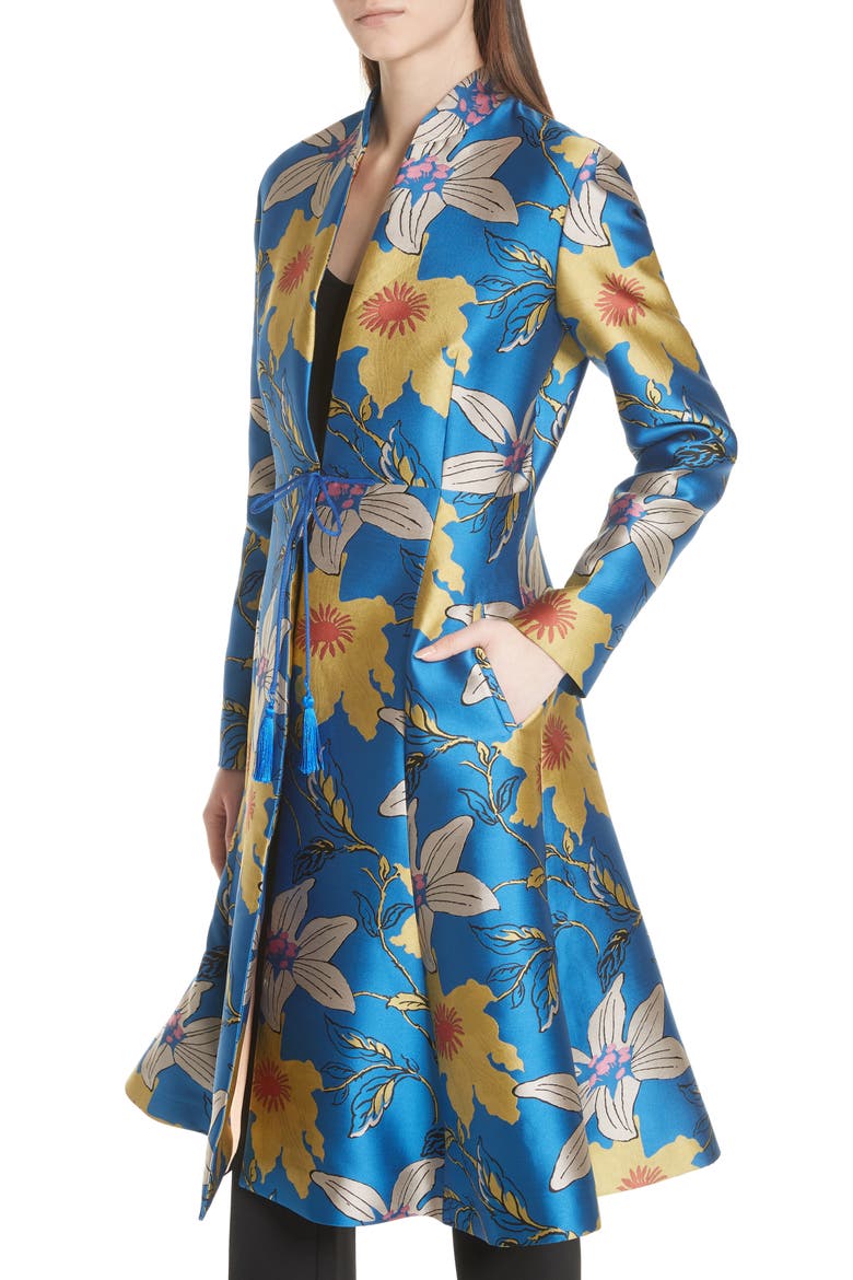 Lily Jacquard Flare Hem Jacket, Alternate, color, BLUE MULTI
