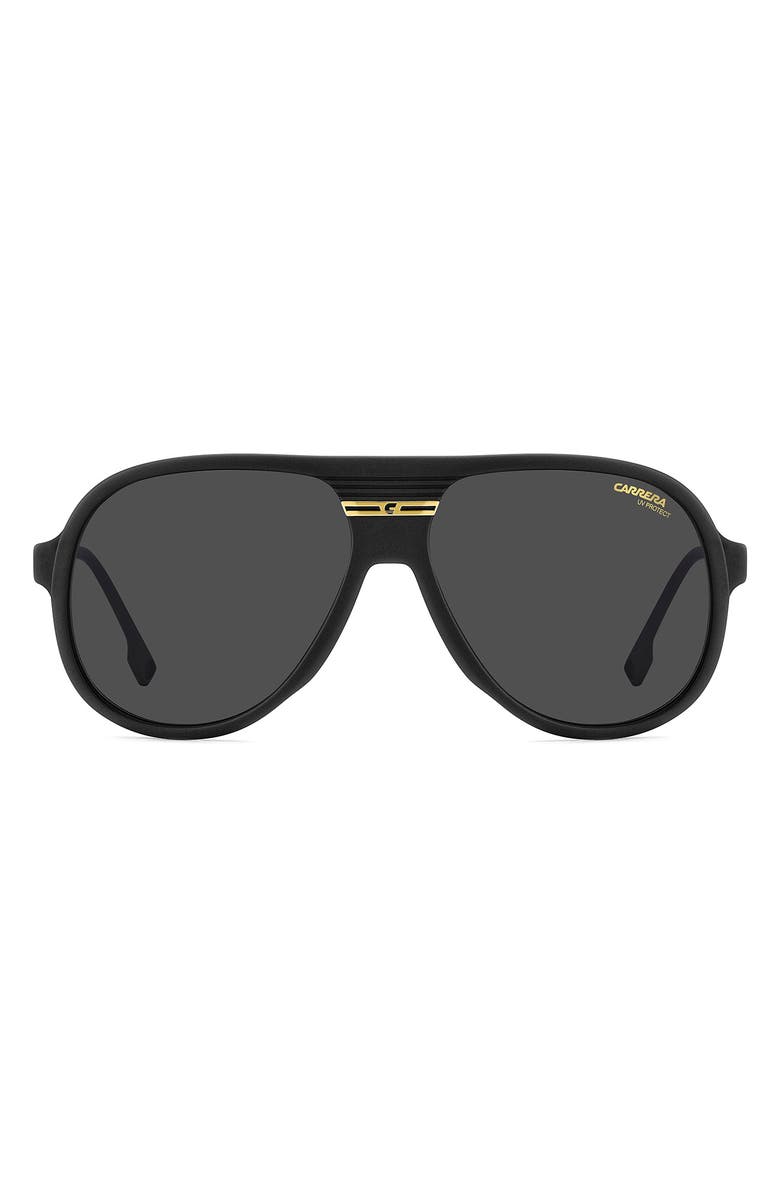 Carrera Eyewear Sport 59mm Pilot Sunglasses, Main, color, Matte Black Gold/ Grey