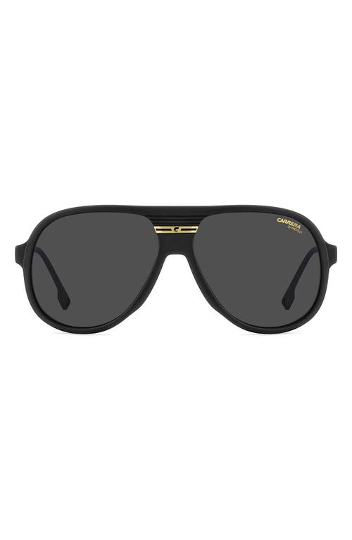 Carrera Eyewear Sport 59mm Pilot Sunglasses in Matte Black Gold/Grey 