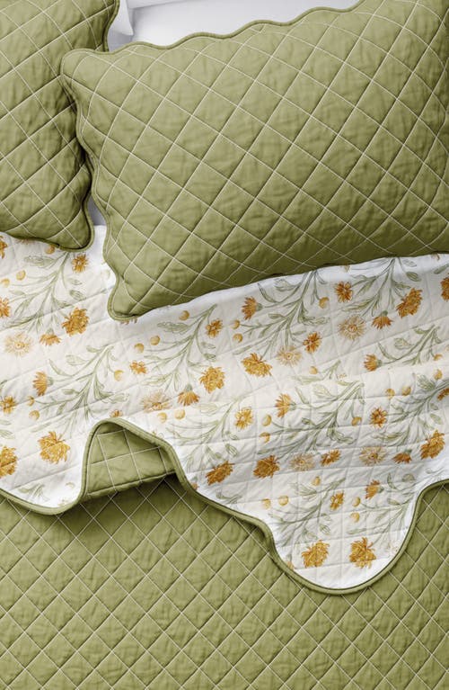 Woven & Weft Floral Scalloped Cotton Quilt & Sham Set In Floral Dusk