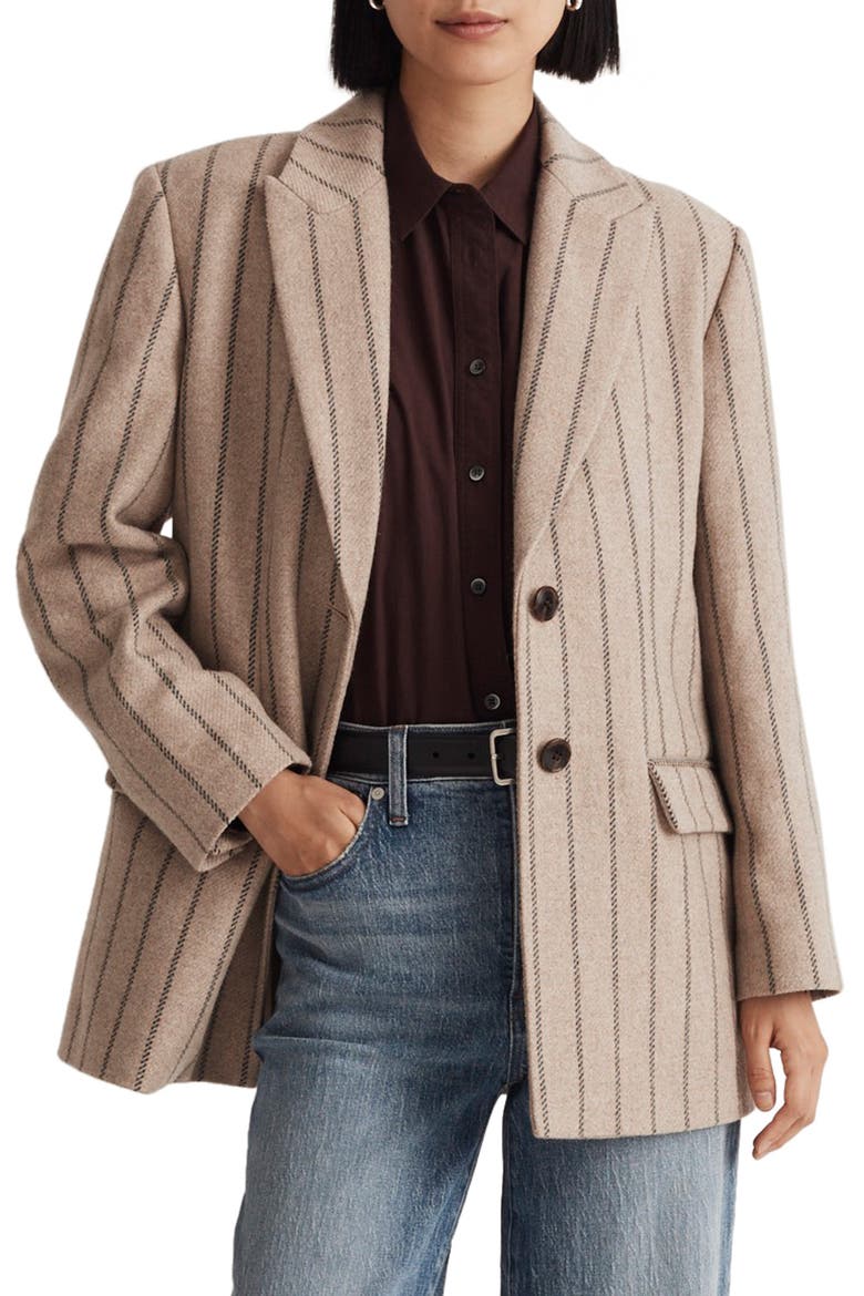 The Bedford Oversize Belted Blazer, Main, color, JENNIFER STRIPE