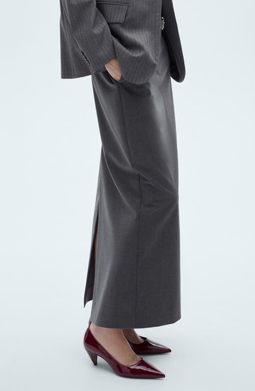 Mango Slit Pencil Maxi Skirt In Grey