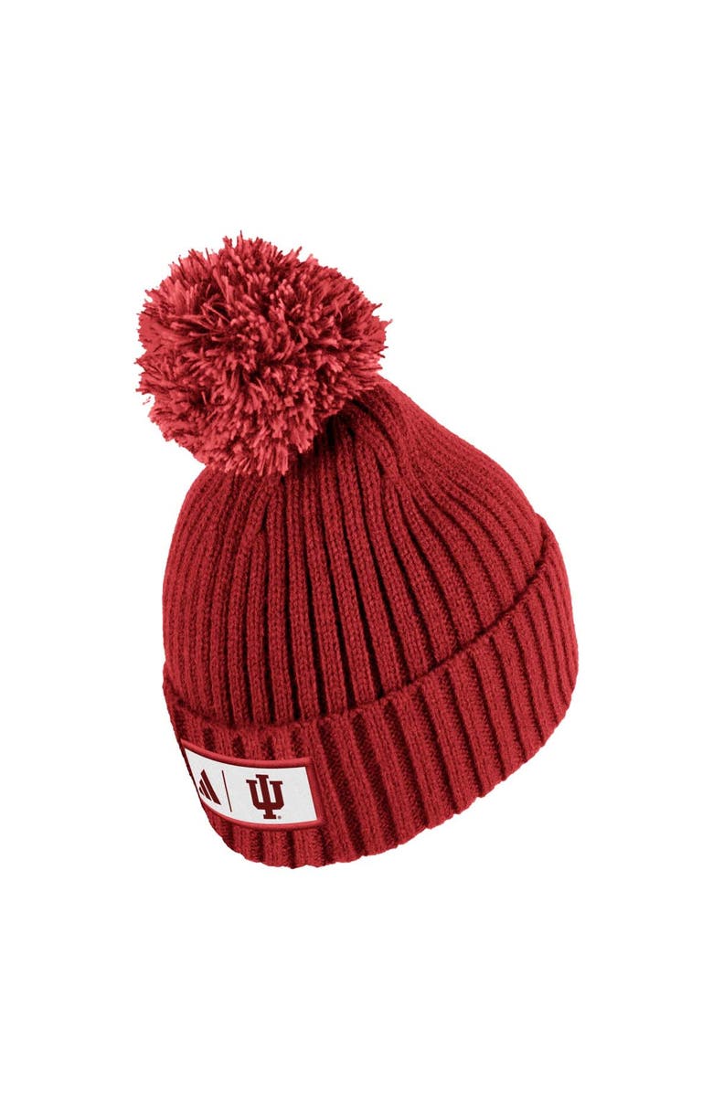 adidas Men's adidas Crimson Indiana Hoosiers Modern Ribbed Cuffed Knit Hat with Pom, Alternate, color,