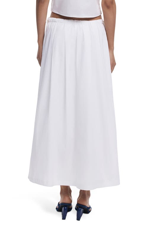 Desigual Embroidered Drawstring Cotton Maxi Skirt In White