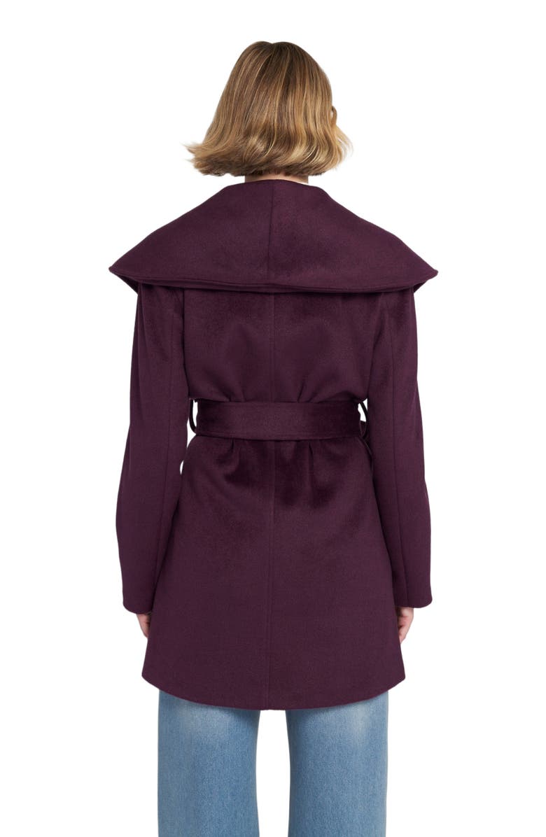 ELLE Collection Melton Wrap Coat Belted/Wrap, Alternate, color, Wine