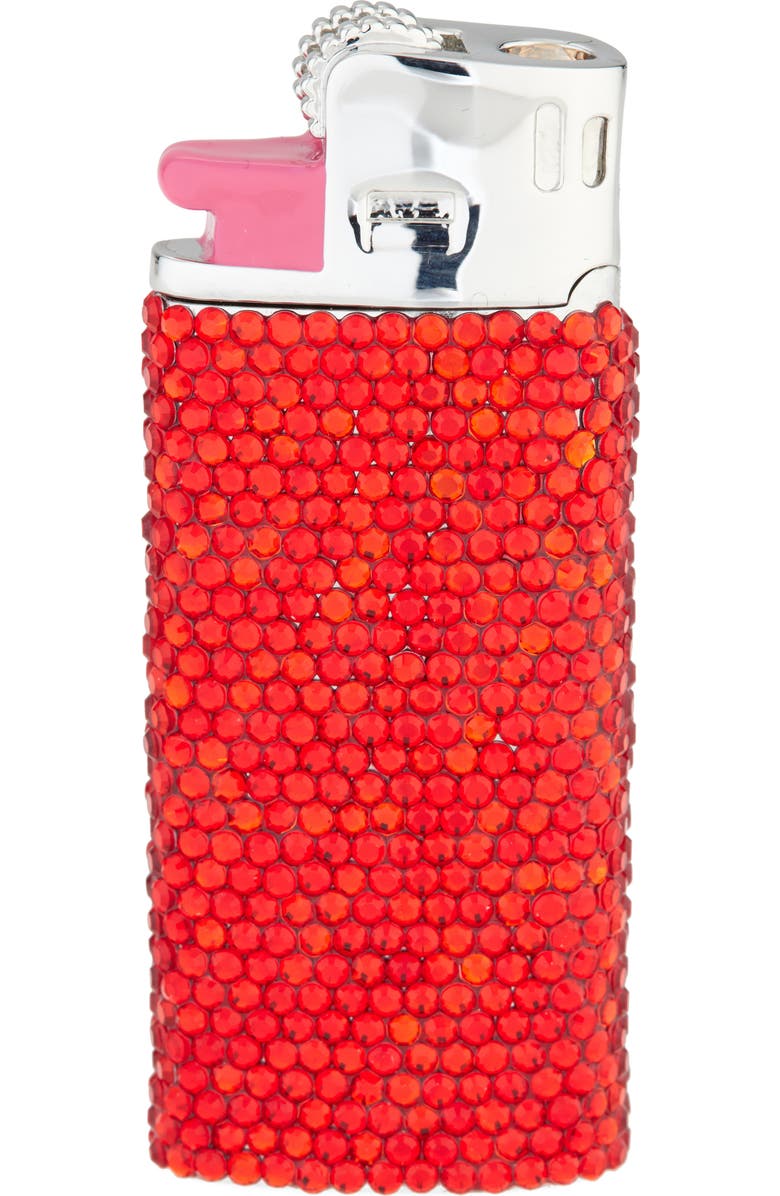 Judith Leiber Got a Light? Crystal Embellished Flame Miniature, Main, color, Silver Light Siam