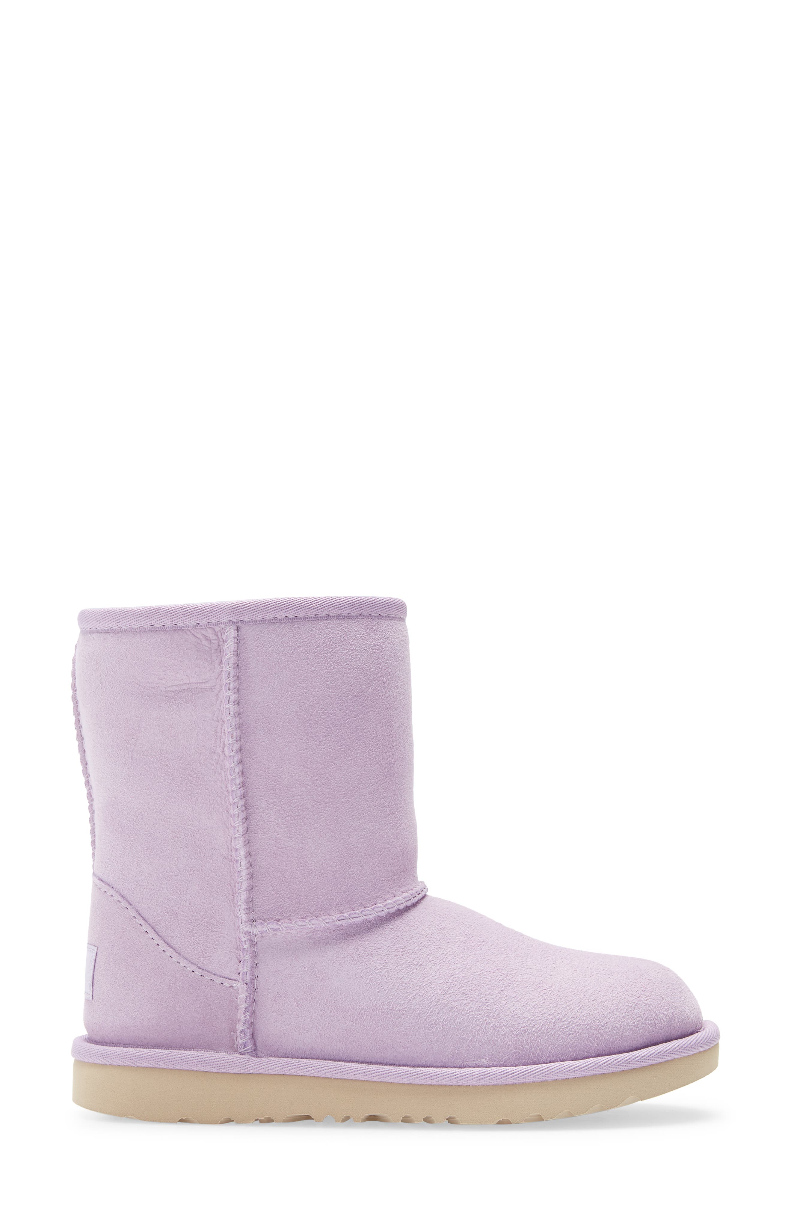 Kids' Classic Short II Water Resistant Genuine Shearling Boot, Alternate, color, LILAC FROST