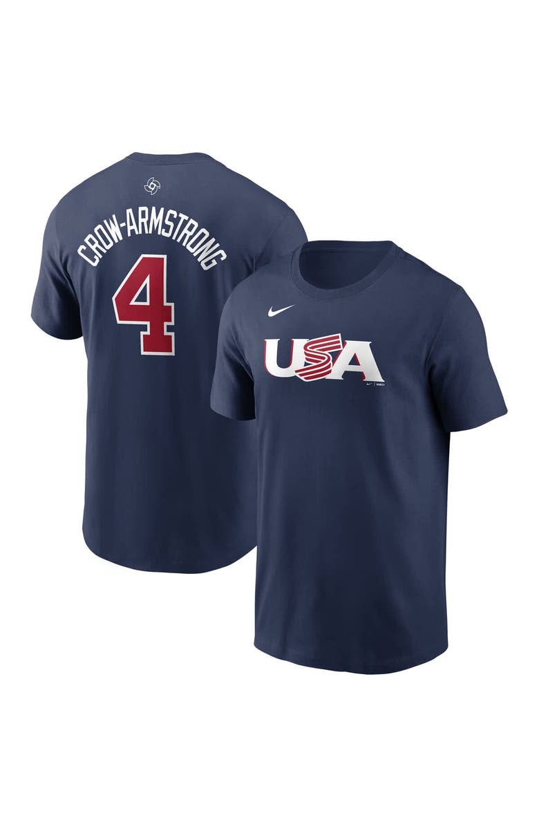Nike Men's Nike Pete Crow-Armstrong Navy USA Baseball 2026 World Baseball Classic Name & Number T-Shirt, Main, color, Navy