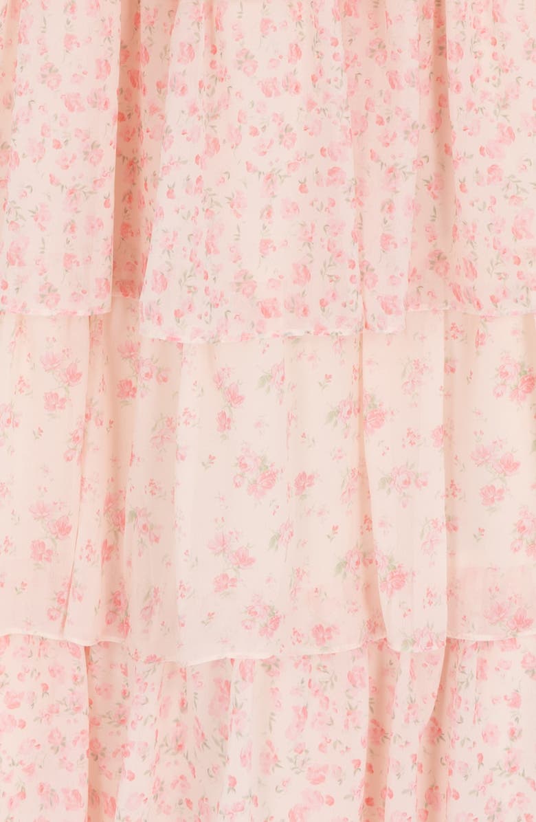 Rare Editions Kids' Floral Tiered Maxi Dress & Hair Bow Set, Alternate, color, Pink