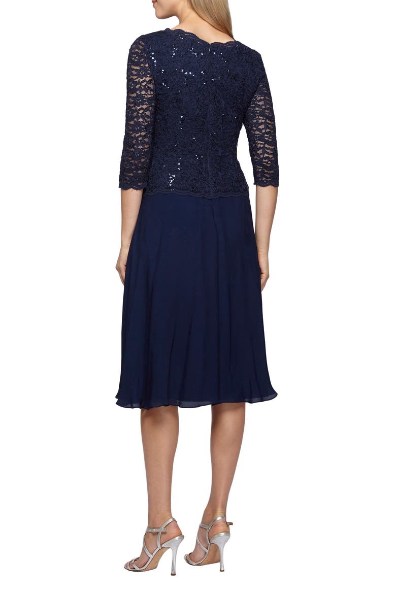 Faux Two-Piece Cocktail Dress, Alternate, color, NAVY