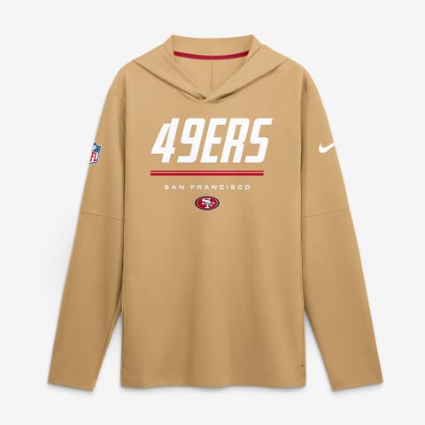 Men's Nike Gold San Francisco 49ers Sideline Game On Lightweight Long Sleeve Hooded Dri-FIT Top