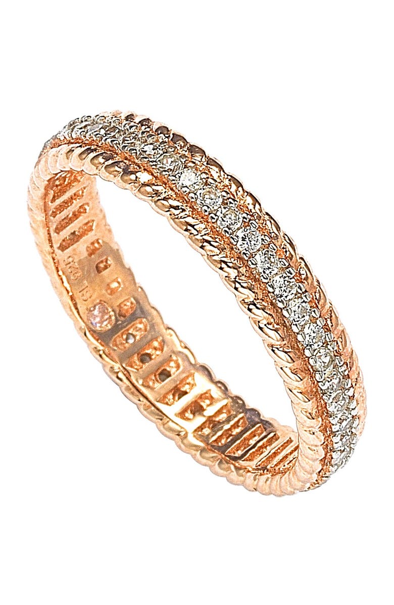 SUZY LEVIAN Rose-Tone Sterling Silver CZ French Filigree Eternity Band, Alternate, color, 