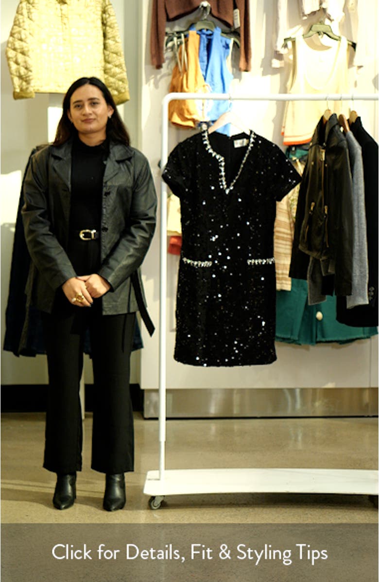 Crystal Trim Sequin Cocktail Dress, sales video thumbnail