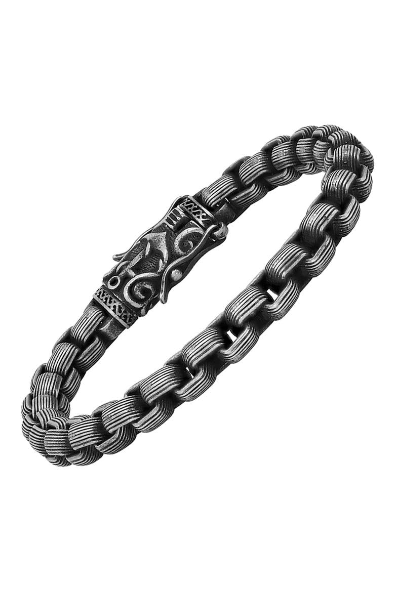 Men's Oxidized Stainless Steel Chain Bracelet, Alternate, color, METALLIC