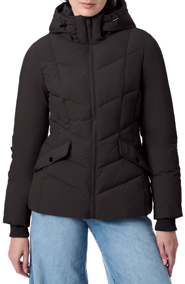 Bernardo Hooded Recycled Polyester Puffer Jacket, Main, color, 