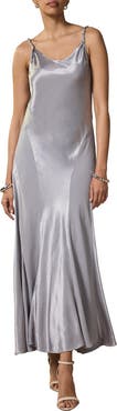 MINT VELVET Metallic Satin Midi Slip Dress