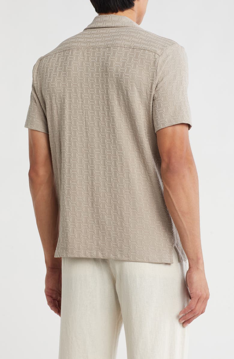 DENIM AND FLOWER Geometric Knit Camp Shirt, Alternate, color, Grey