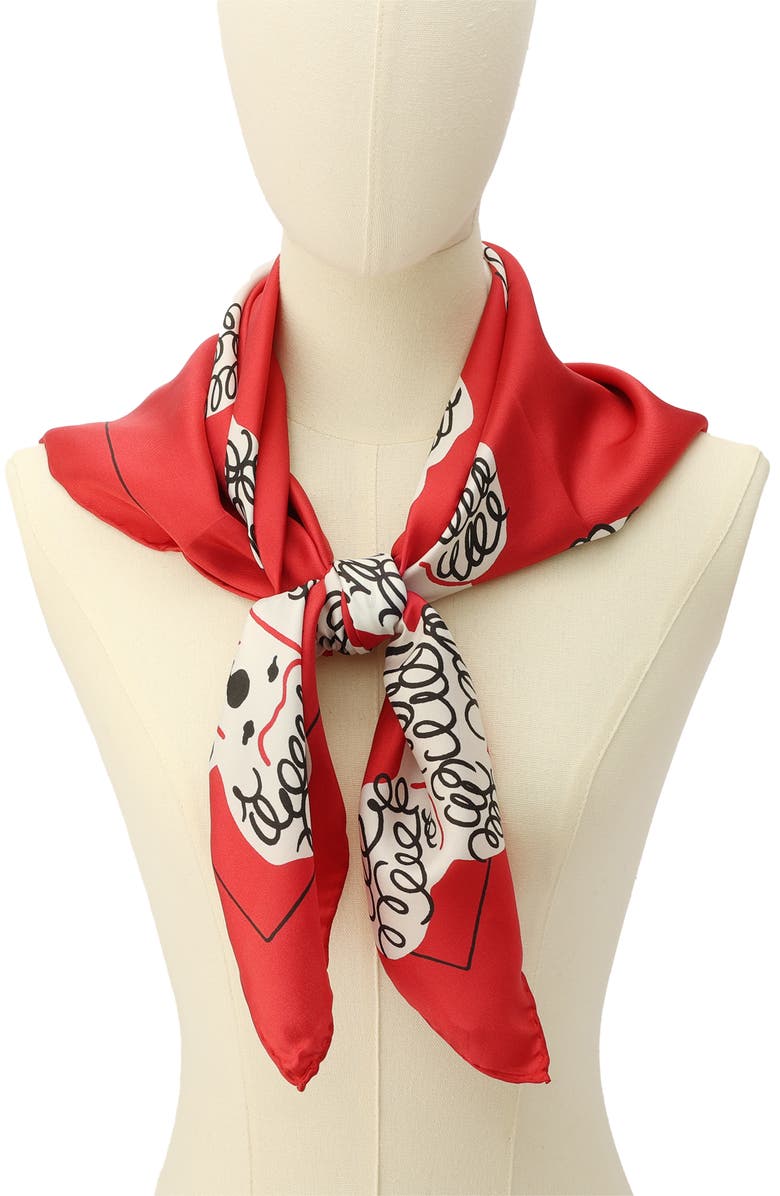 Kate Spade New York poodles silk square scarf, Alternate, color, 