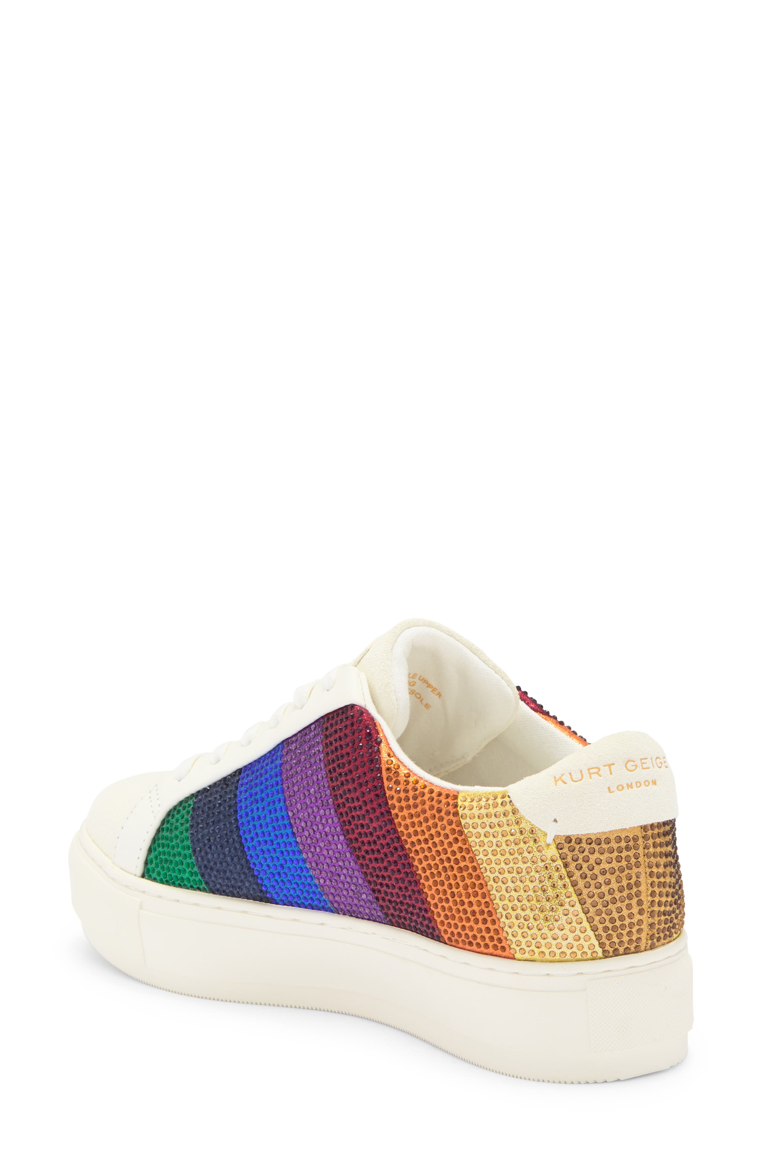 Kurt Geiger London Laney Crystal Stripe Platform Sneaker, Alternate, color, White Multi