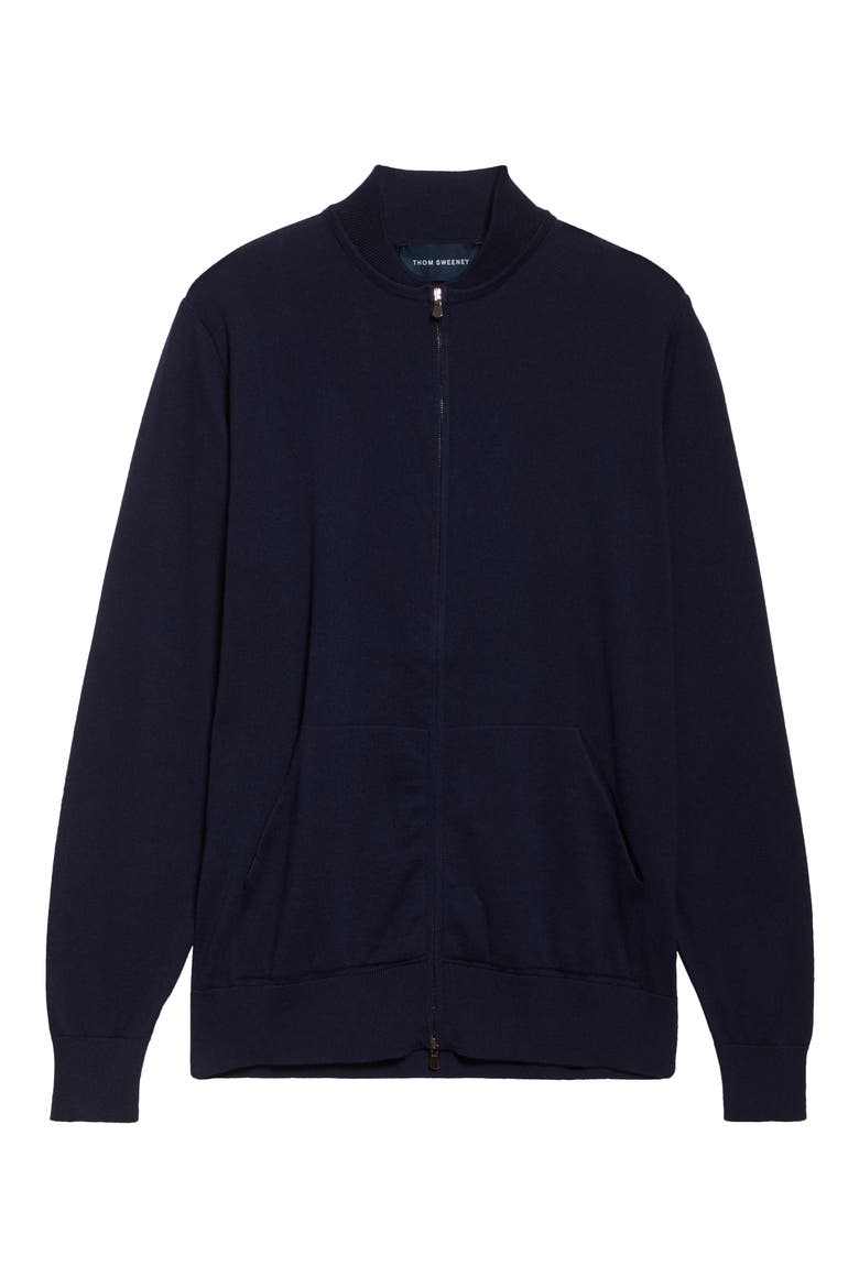 Cotton & Cashmere Bomber Jacket, Alternate, color, NAVY