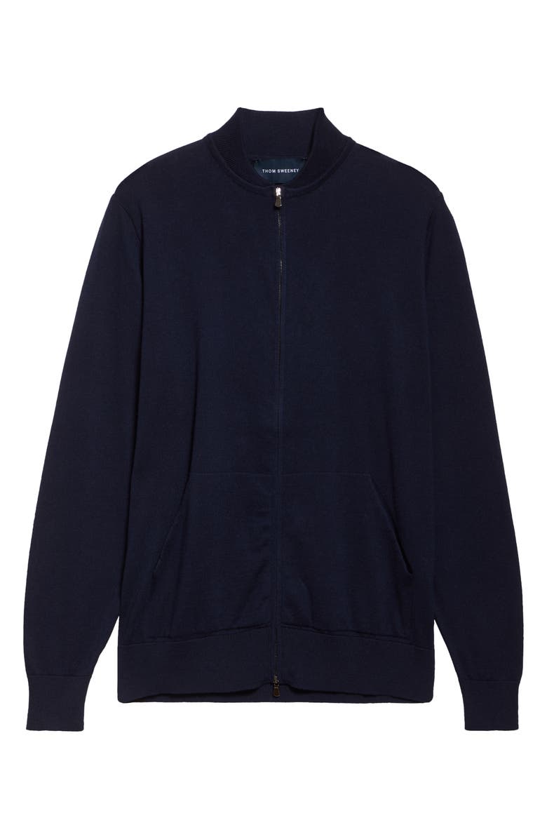 Thom Sweeney Cotton & Cashmere Bomber Jacket, Alternate, color, Navy