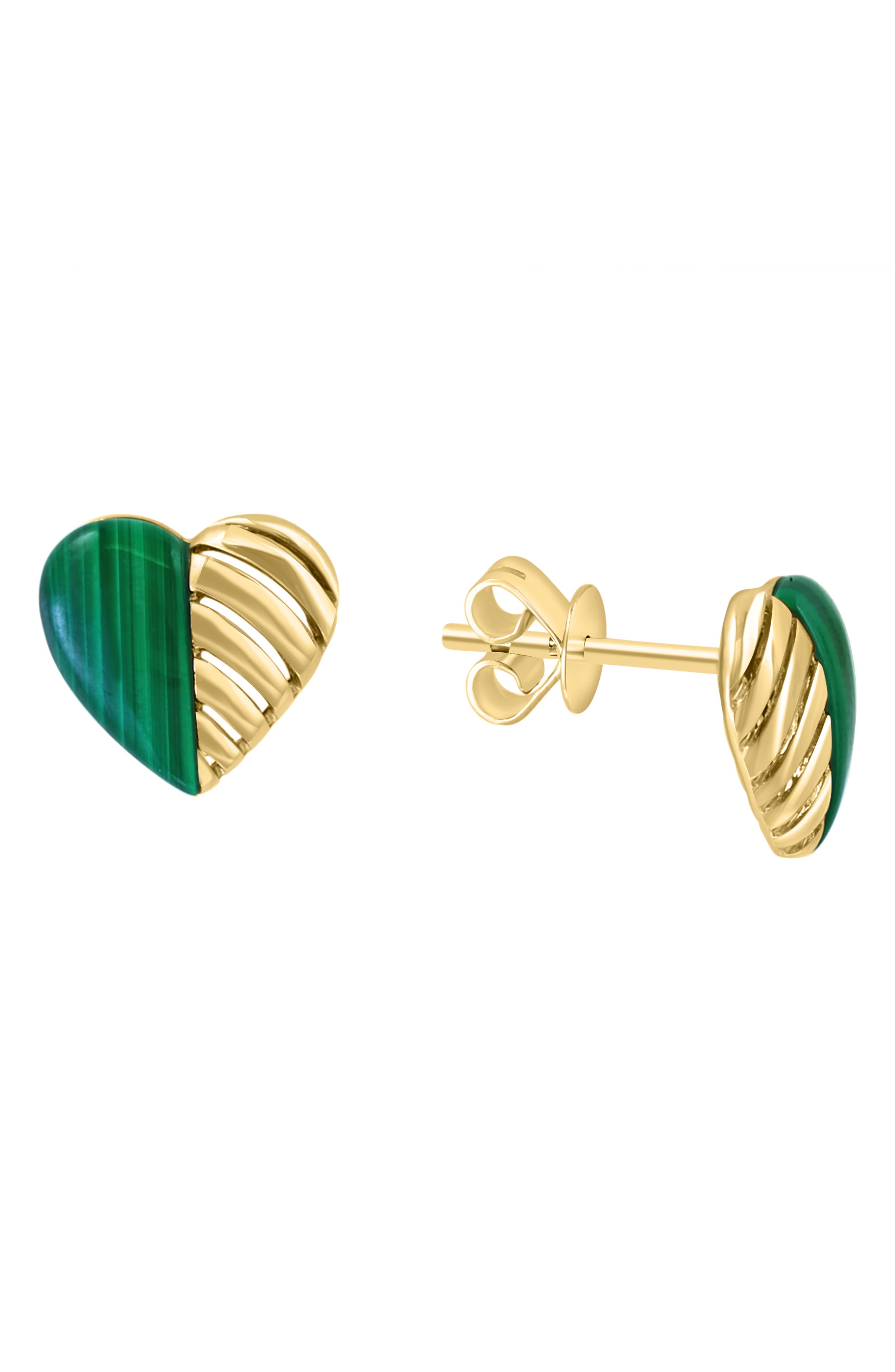EFFY Malachite Heart Stud Earrings
