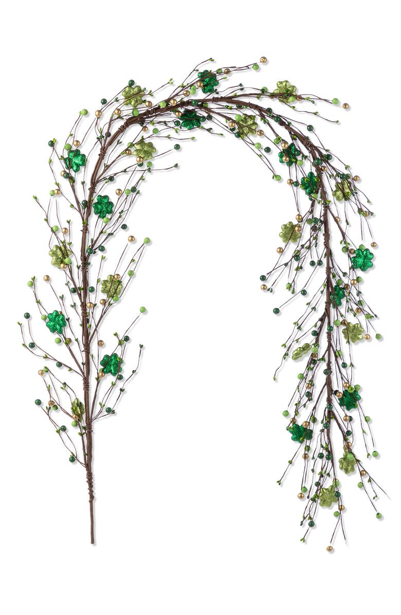 Glitzhome 72"L St. Patrick
s Shamrock Garland, Main, color, Green