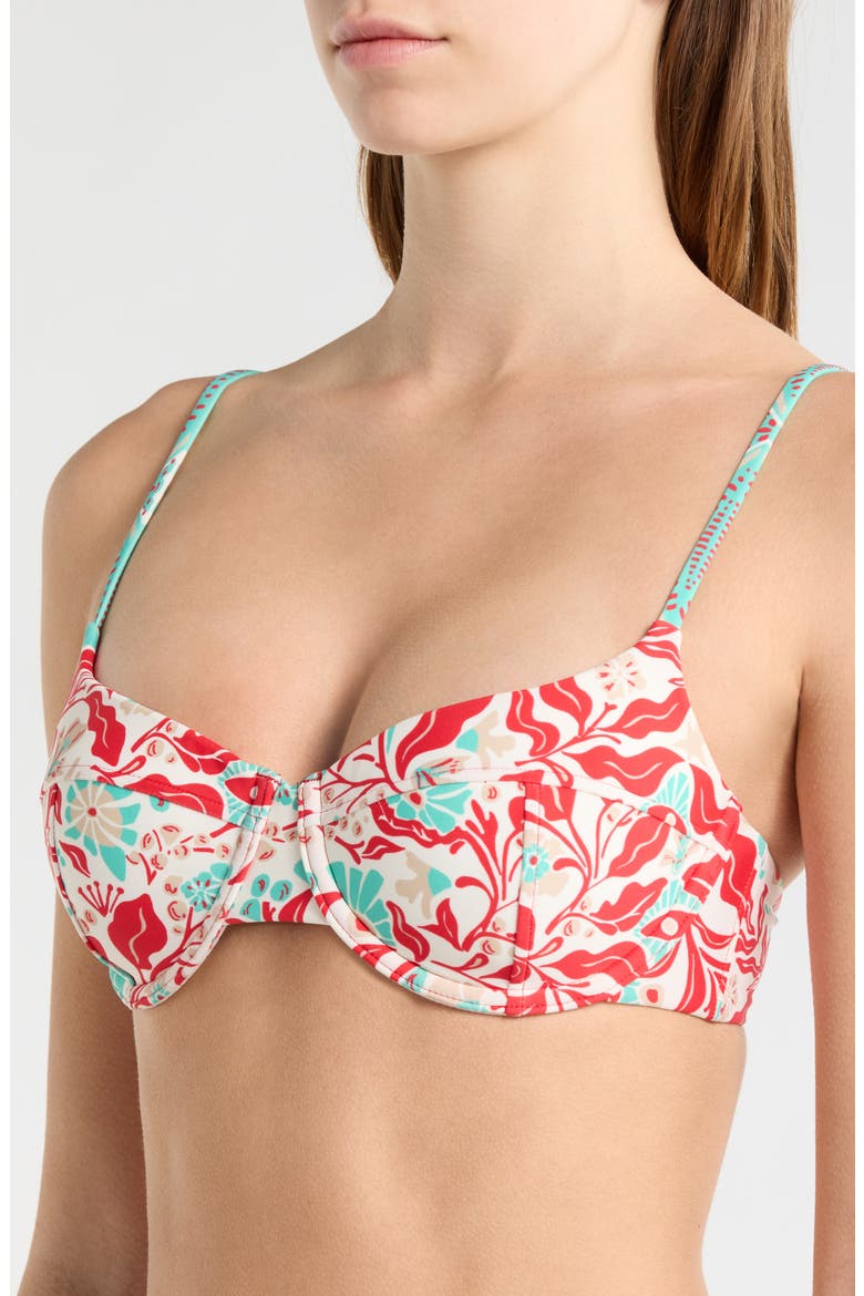 Mona Print Underwire Swim Top, Alternate, color, FLAME COMBO
