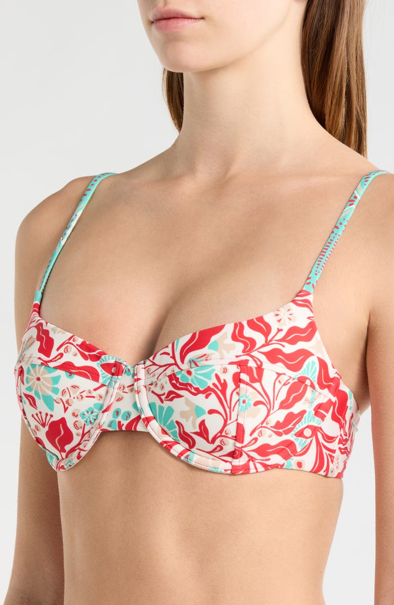 Ramy Brook Mona Print Underwire Swim Top, Alternate, color, Flame Combo
