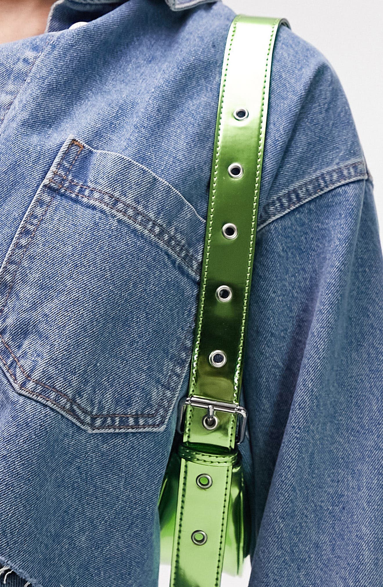 Topshop Shelby Buckle Shoulder Bag, Alternate, color, 