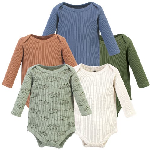 Hudson Baby Thermal Long Sleeve Bodysuits In Multi